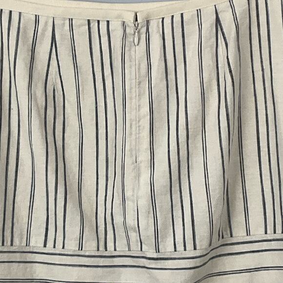Madewell Linen Gamine Mini Skirt in Stripe Play White Blue Mini Skirt sz 4 - Picture 11 of 11